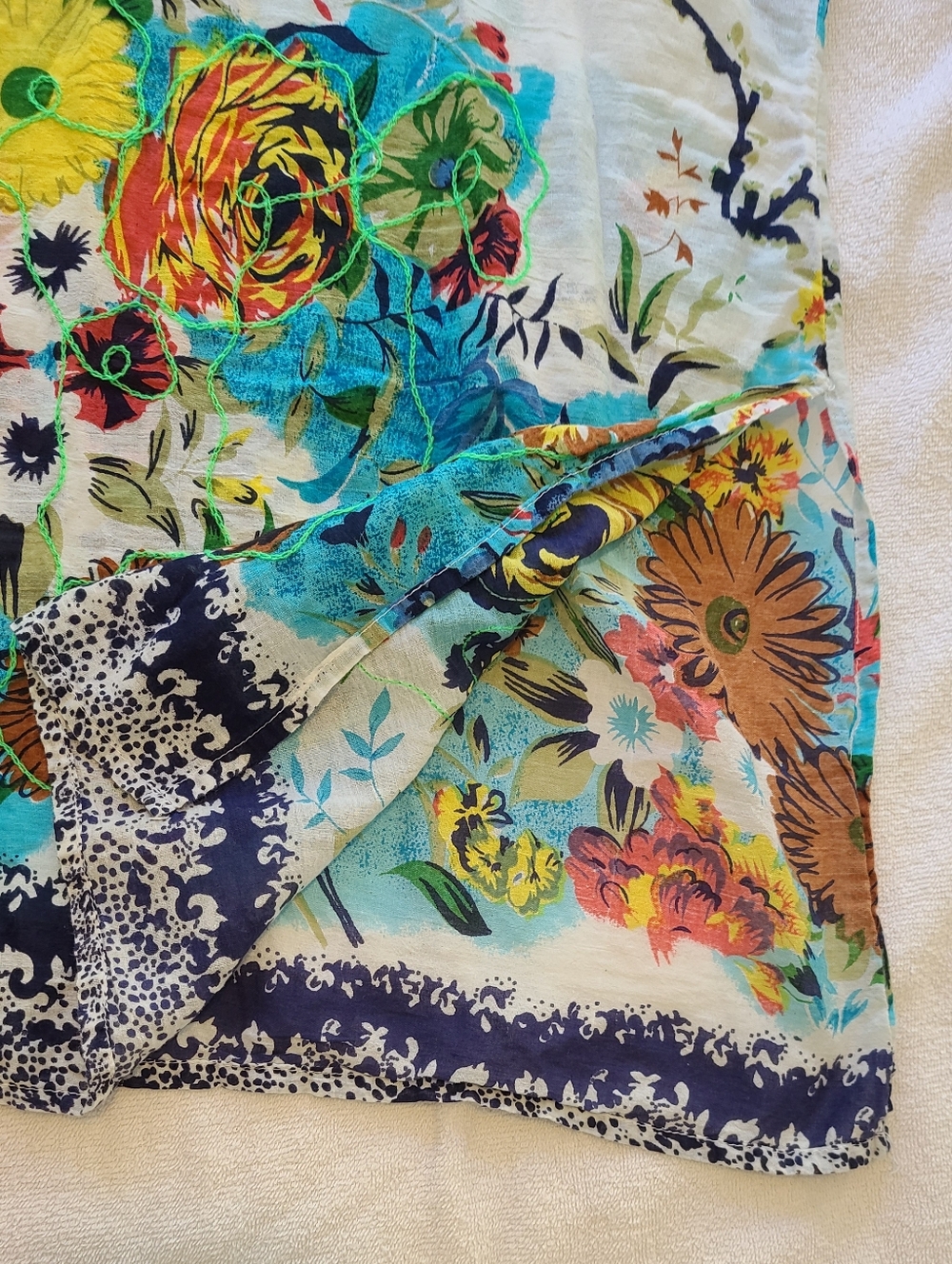 Jackpot Floral Embroidered Cotton Tunic Dress Blue/yellow Size Mama M/L - Picture 4 of 12